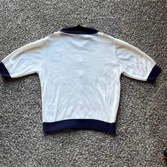 Vintage 80s Andrea Gayle Cardigan Sweater Women Small Blue Embroidered Crest - Picture 4 of 7